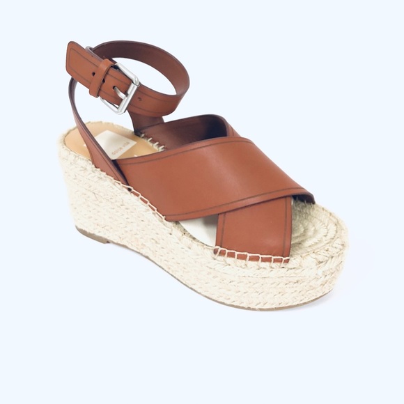 Dolce Vita Carsie Brown Leather Wedge Sandals Ankle Strap Heel 3.75” Pla… - Picture 3 of 5